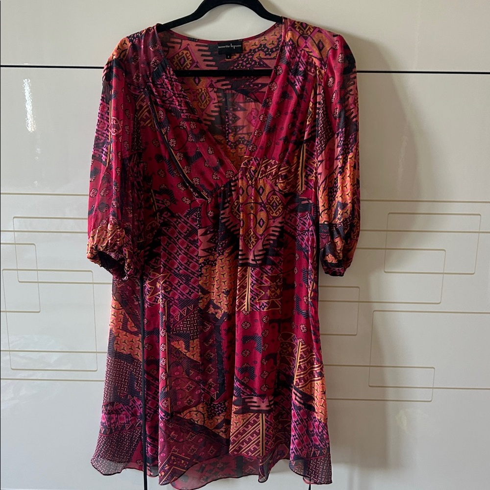 Nanette Lepore Pink and Purple Patterned Top